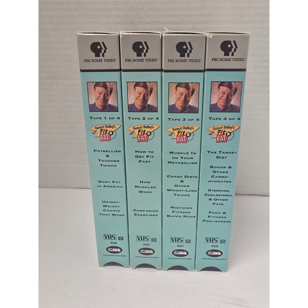 Vintage Covert Bailey Fit or Fat VHS Box Set 4 Tapes PBS Home Video Fitness